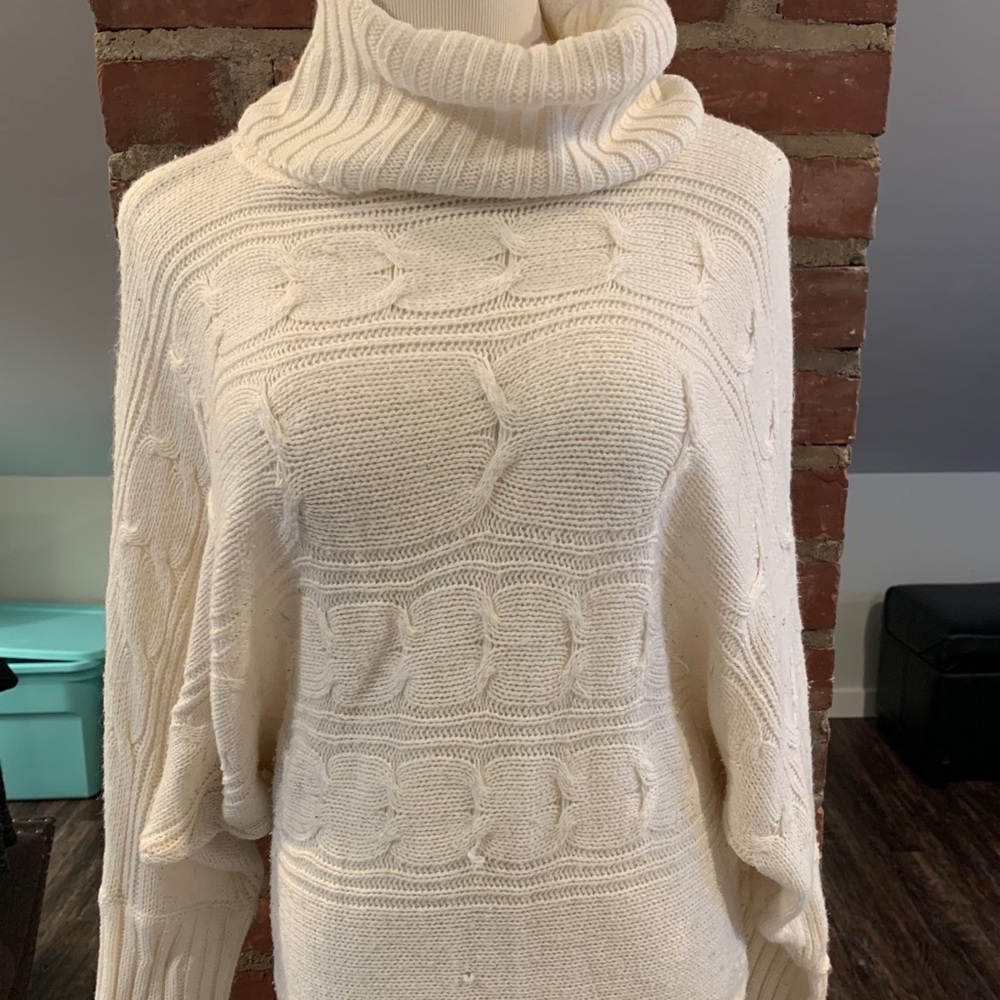 Cowl neck cream sweater
